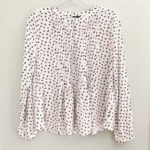 Ann Taylor Long Sleeve Pleat Front Blouse